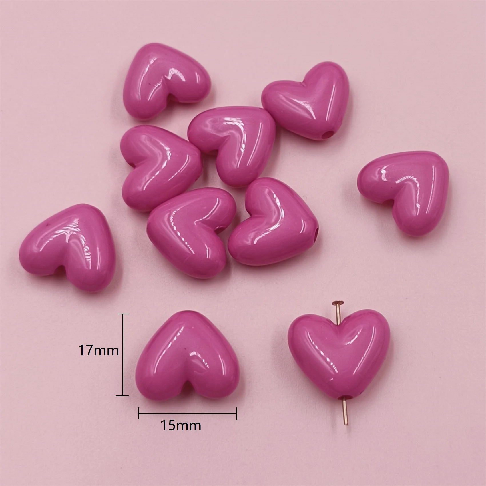 17mm Solid Color Love Heart Spacer Beads17mm Heart Spacer Beads for - Image 13