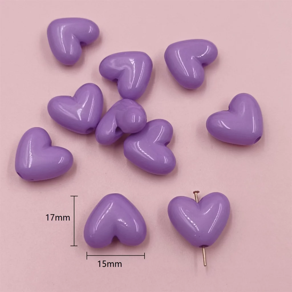 17mm Solid Color Love Heart Spacer Beads17mm Heart Spacer Beads for