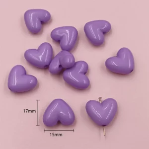 17mm Solid Color Love Heart Spacer Beads17mm Heart Spacer Beads for - Image 16