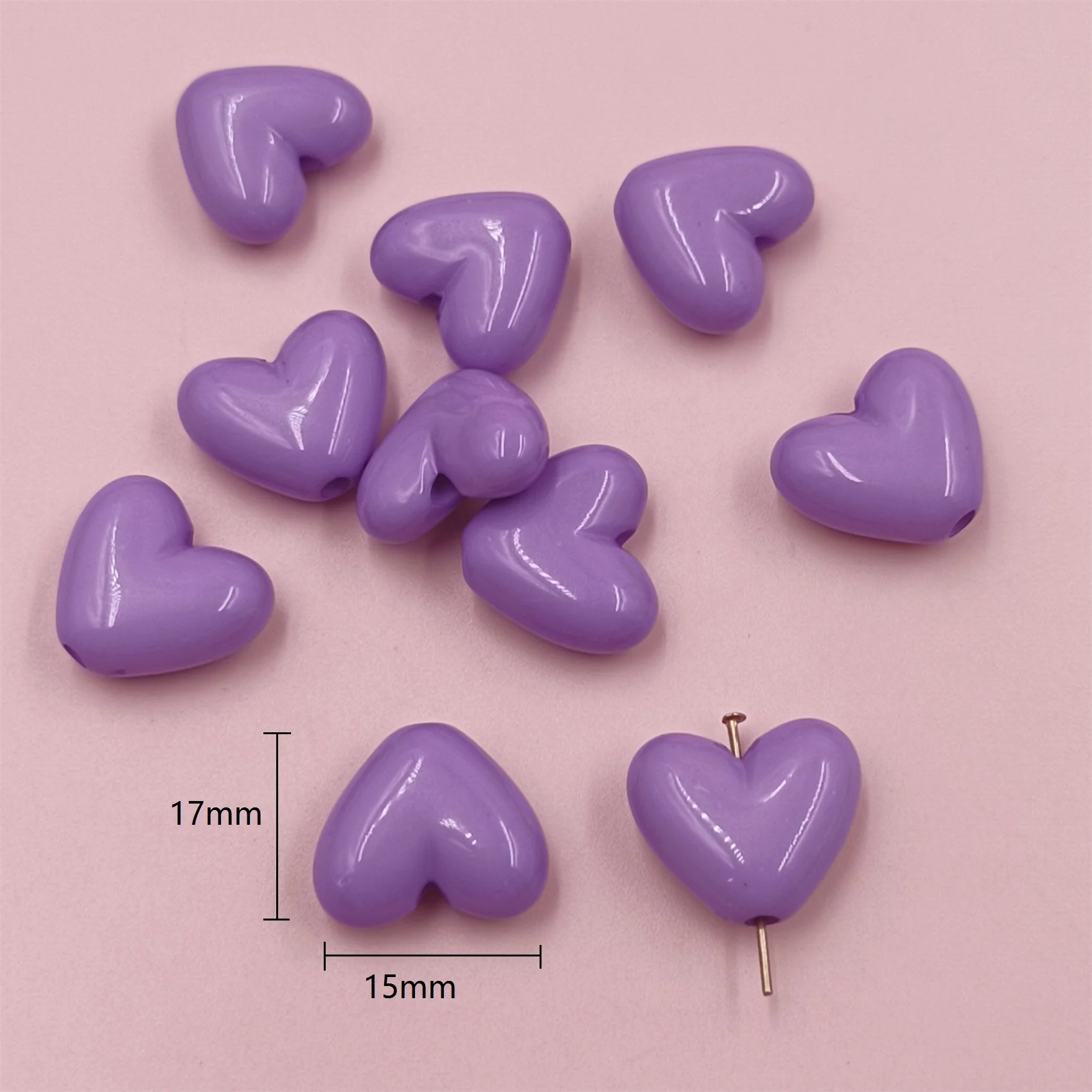 17mm Solid Color Love Heart Spacer Beads17mm Heart Spacer Beads for - Image 16