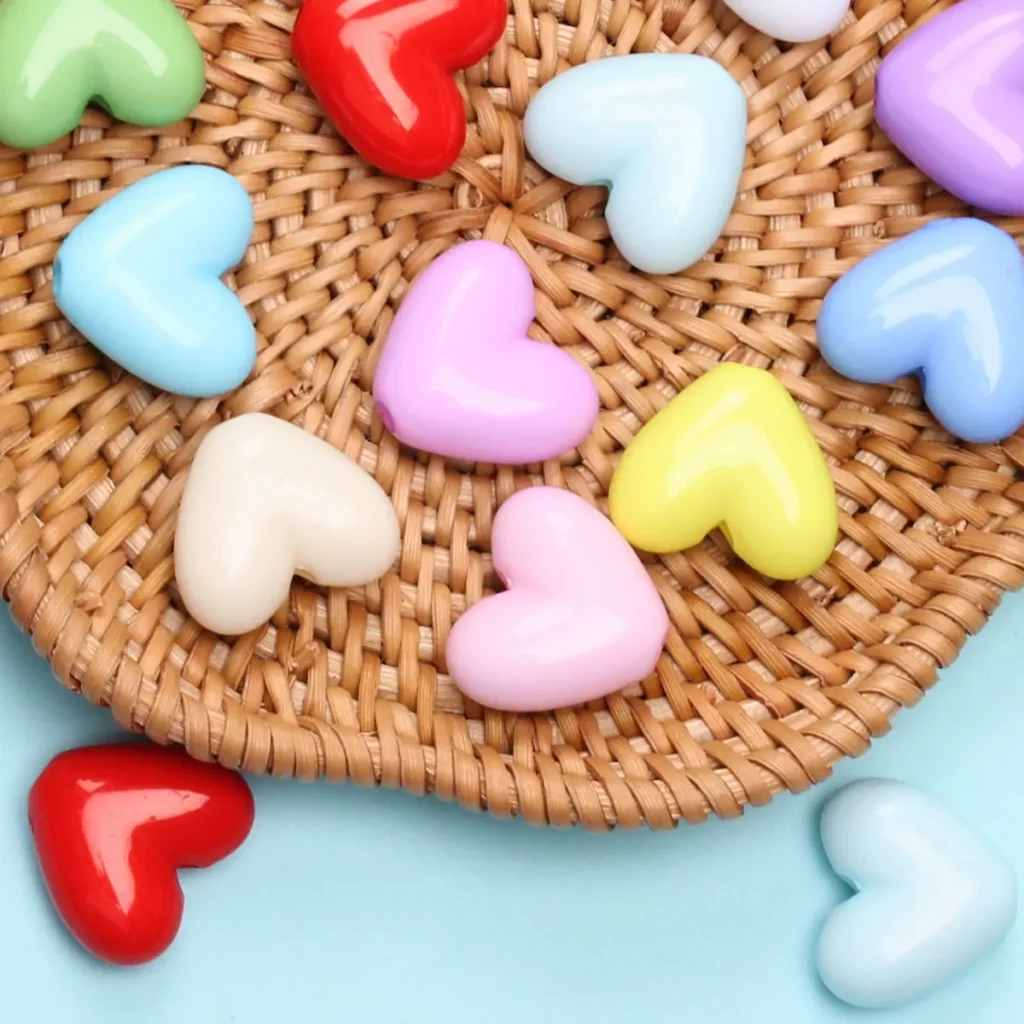 17mm Solid Color Love Heart Spacer Beads17mm Heart Spacer Beads for