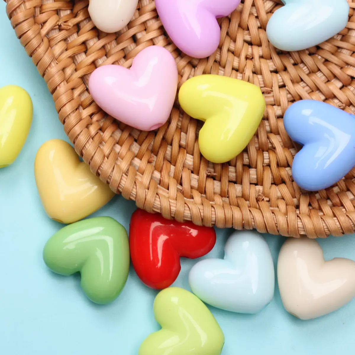 17mm Solid Color Love Heart Spacer Beads17mm Heart Spacer Beads for - Image 5
