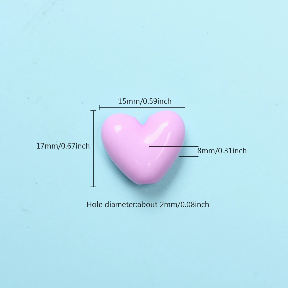 17mm Solid Color Love Heart Spacer Beads17mm Heart Spacer Beads for - Image 6