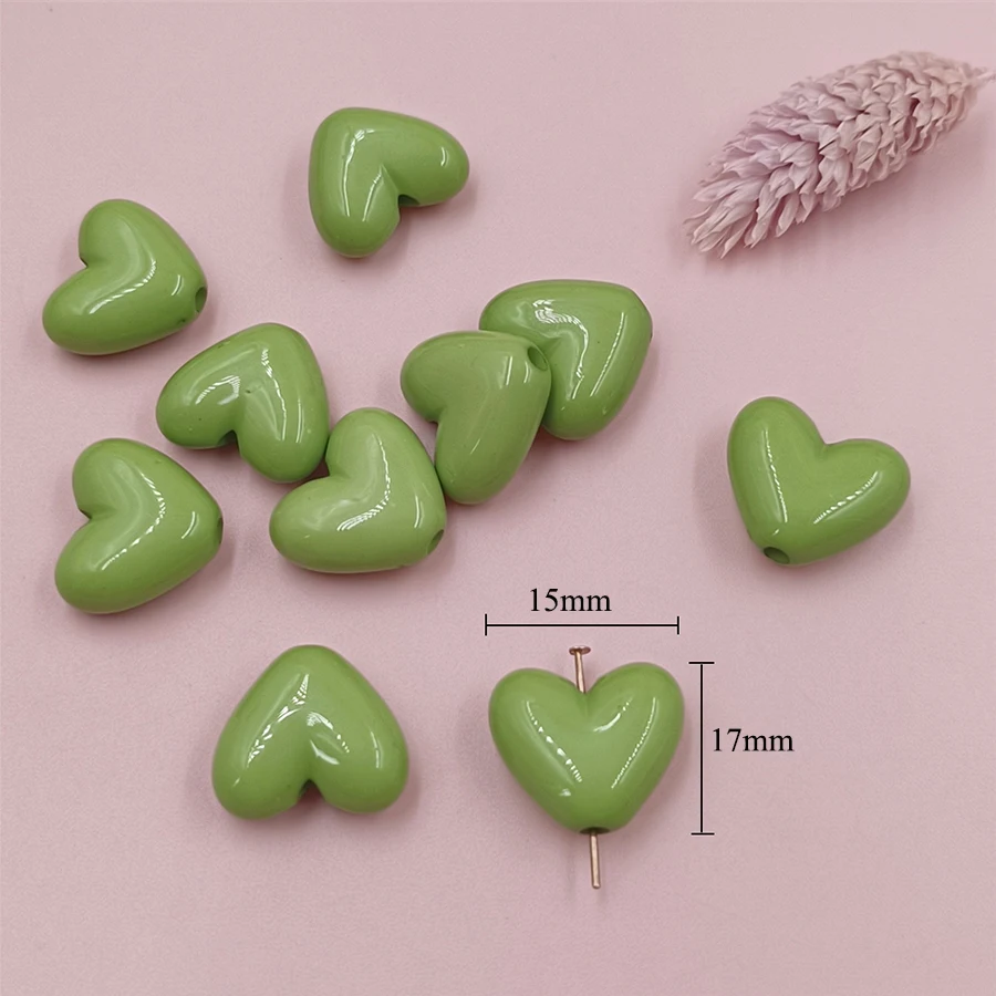 17mm Solid Color Love Heart Spacer Beads17mm Heart Spacer Beads for