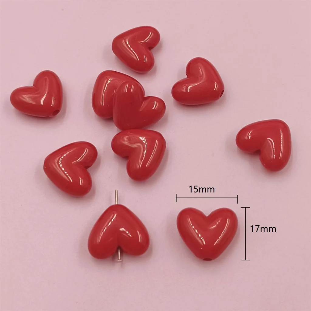 17mm Solid Color Love Heart Spacer Beads17mm Heart Spacer Beads for