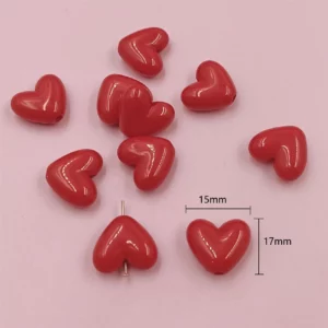 17mm Solid Color Love Heart Spacer Beads17mm Heart Spacer Beads for - Image 11