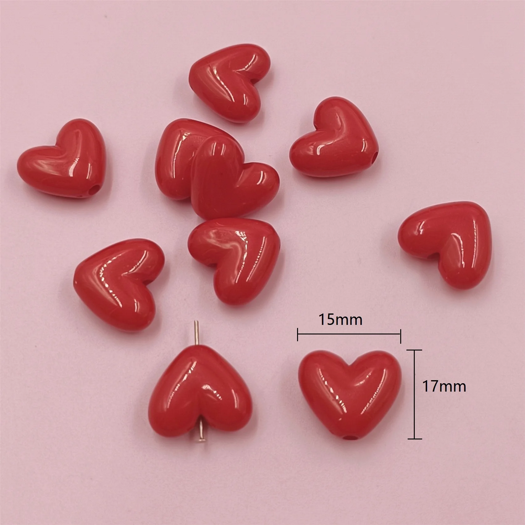 17mm Solid Color Love Heart Spacer Beads17mm Heart Spacer Beads for - Image 11