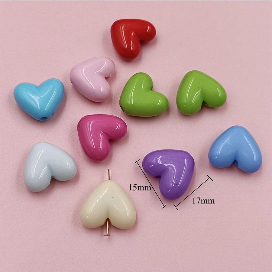 17mm Solid Color Love Heart Spacer Beads17mm Heart Spacer Beads for