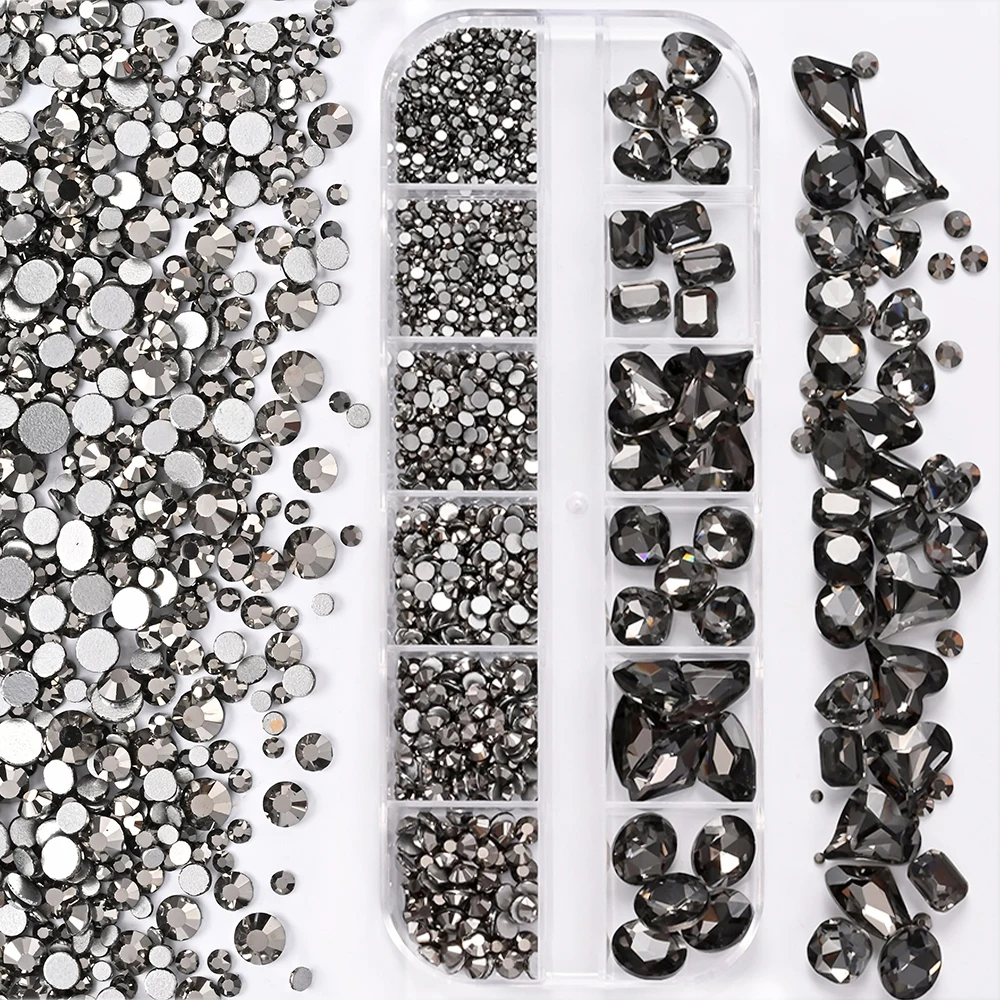 3D Clear Nail Art Rhinestones, 12 Mixed Shapes
3D Clear Nail Art