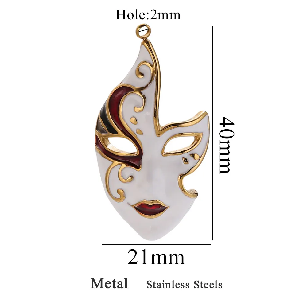 Mask Water Drop Evil Eye Stainless Steel CharmMask Water Drop Evil