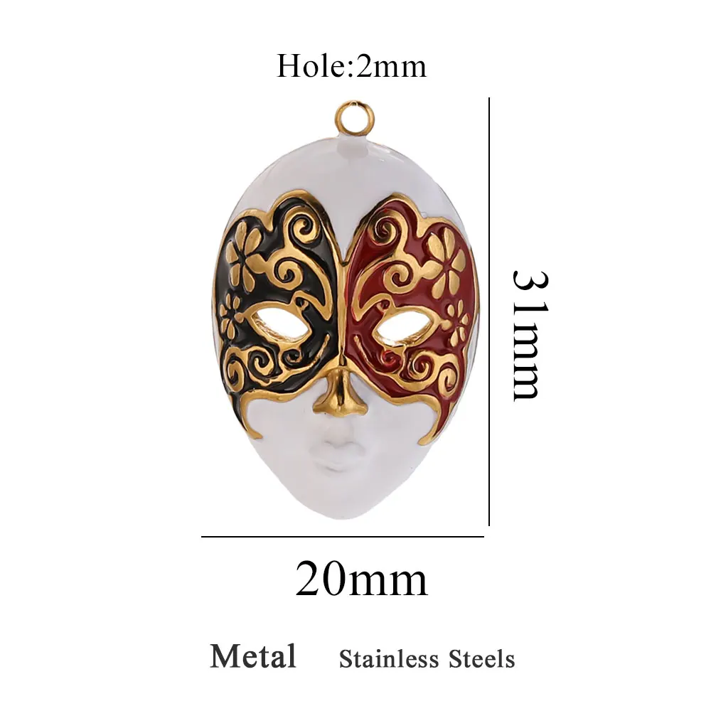 Mask Water Drop Evil Eye Stainless Steel CharmMask Water Drop Evil