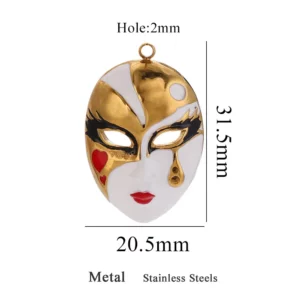 Mask Water Drop Evil Eye Stainless Steel CharmMask Water Drop Evil - Image 8