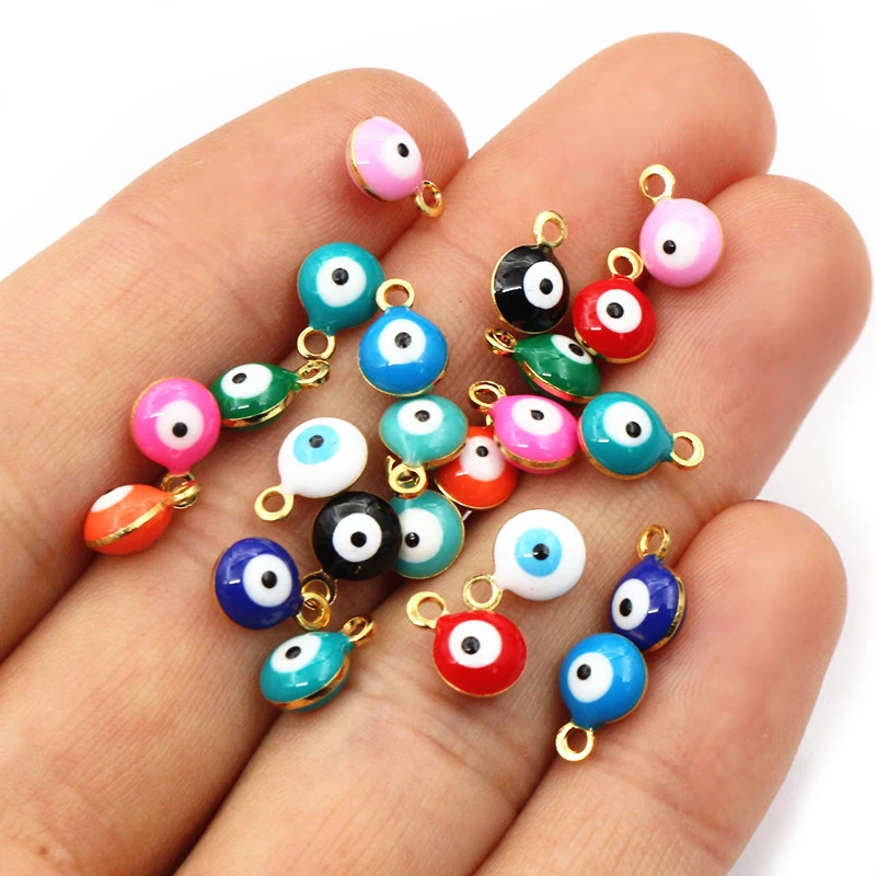 Evil Eye Ball Enamel Charms, 8.5x6mmEvil Eye Ball Enamel Charms