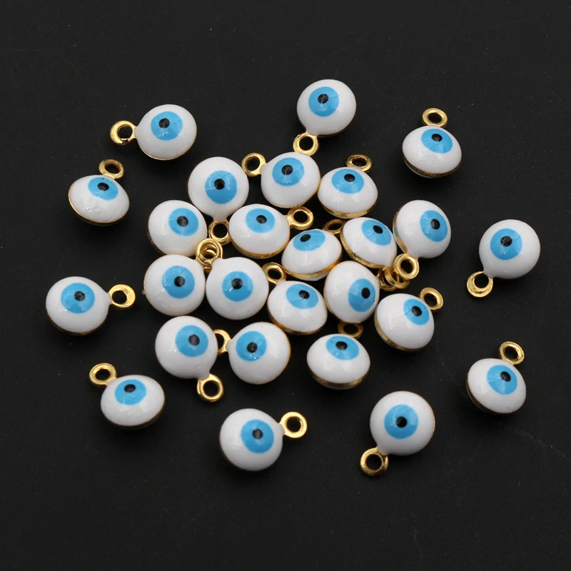 Evil Eye Ball Enamel Charms, 8.5x6mmEvil Eye Ball Enamel Charms