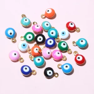 Evil Eye Ball Enamel Charms, 8.5x6mmEvil Eye Ball Enamel Charms - Image 1