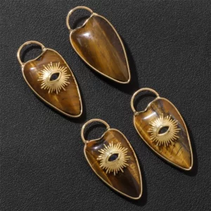 Natural Amethyst Tiger Eye Heart Charm PendantNatural Amethyst - Image 2