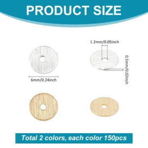 300pc Heishi Spacer Beads 6mm BrassHeishi Spacer Beads 6mm Brass - Image 2