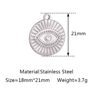 Stainless Steel Evil Eye Charm, Gold Plated, 3 PiecesStainless - Image 20