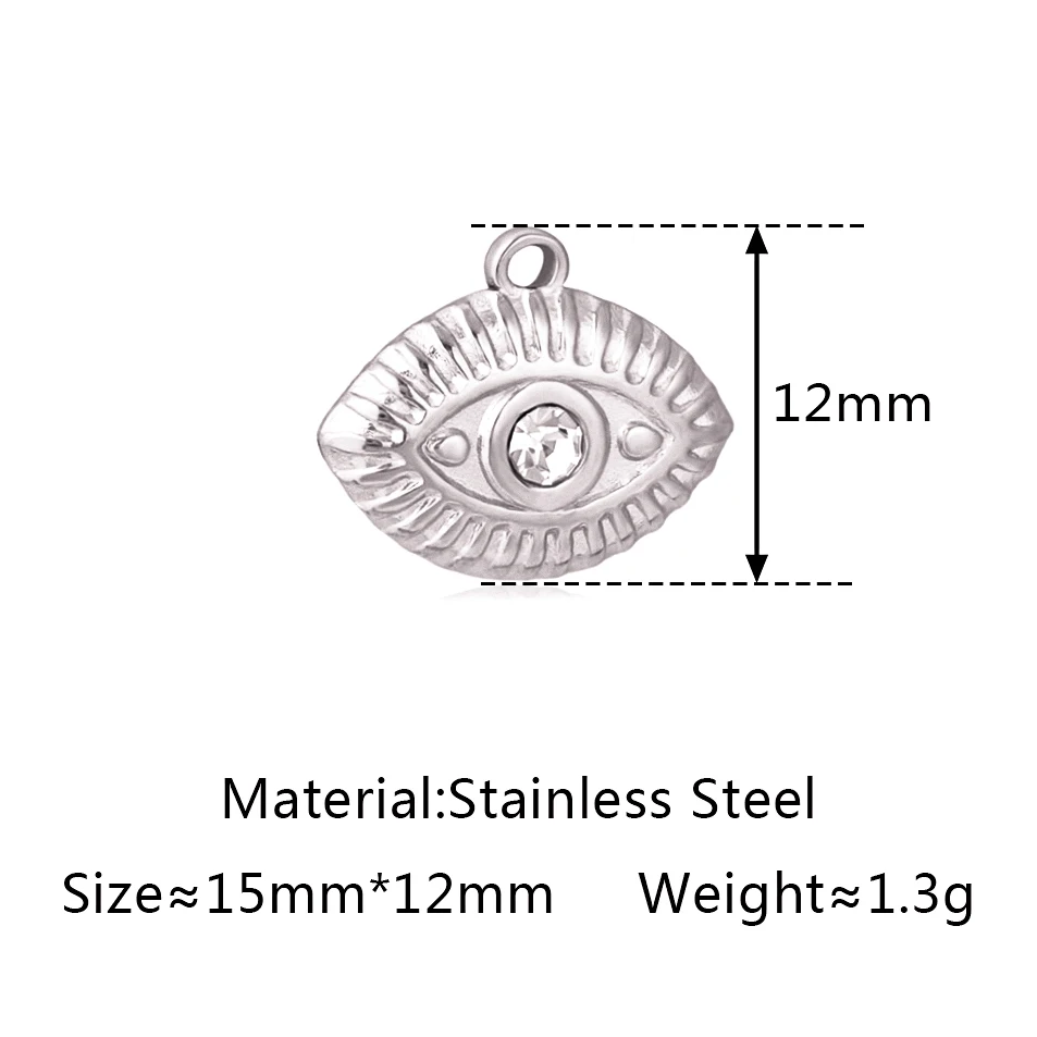 Stainless Steel Evil Eye Charm, Gold Plated, 3 PiecesStainless