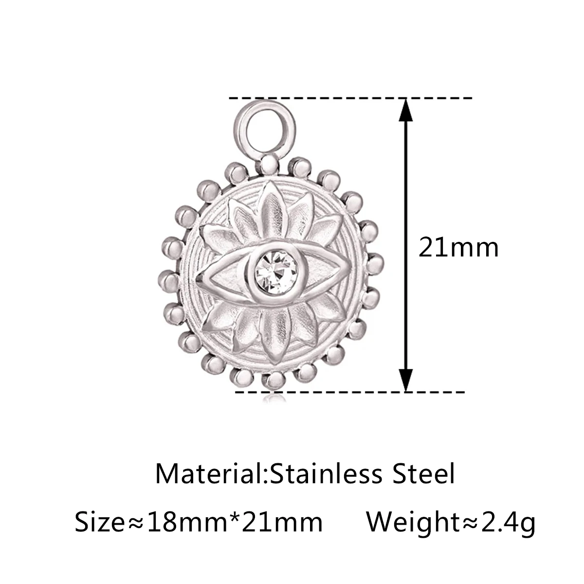 Stainless Steel Evil Eye Charm, Gold Plated, 3 PiecesStainless - Image 32