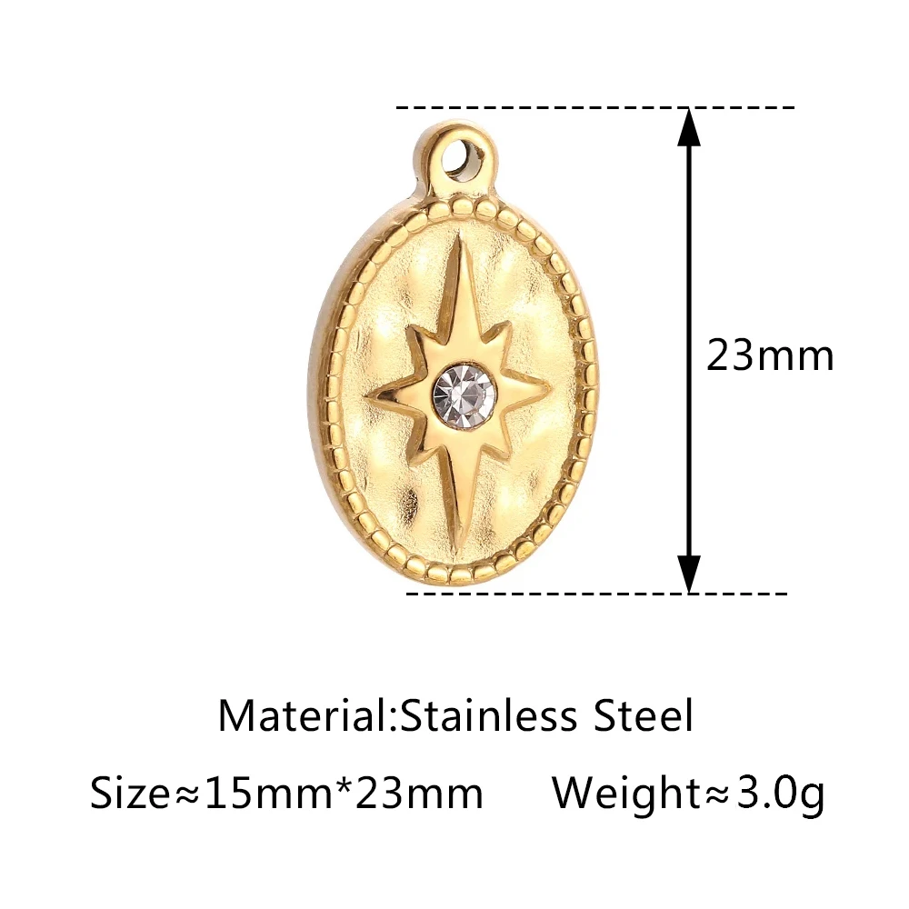 Stainless Steel Evil Eye Charm, Gold Plated, 3 PiecesStainless