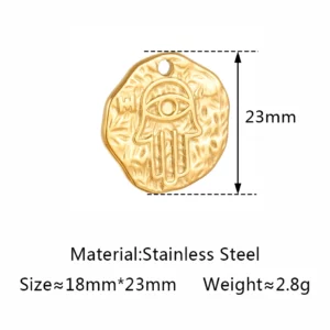 Stainless Steel Evil Eye Charm, Gold Plated, 3 PiecesStainless - Image 8