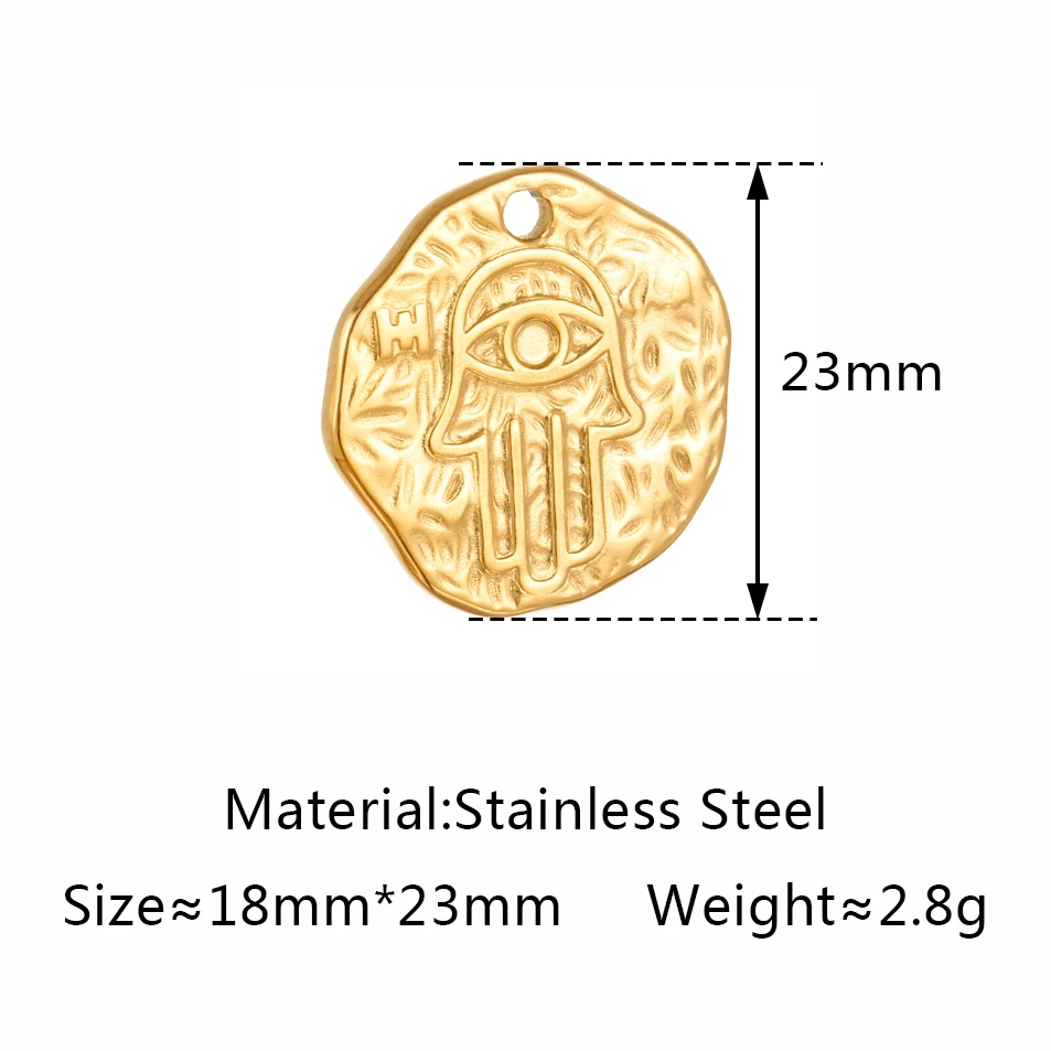 Stainless Steel Evil Eye Charm, Gold Plated, 3 PiecesStainless