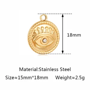 Stainless Steel Evil Eye Charm, Gold Plated, 3 PiecesStainless - Image 28