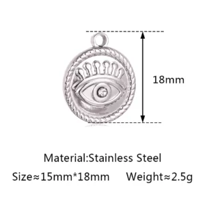 Stainless Steel Evil Eye Charm, Gold Plated, 3 PiecesStainless - Image 26