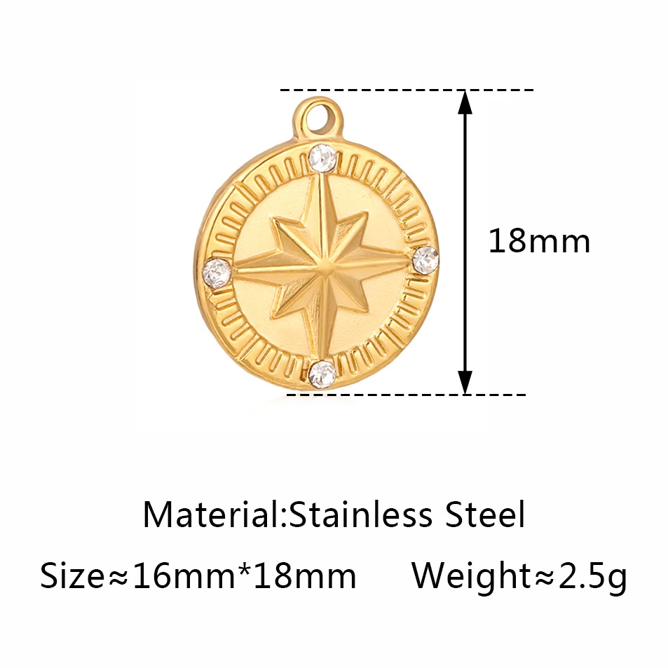 Stainless Steel Evil Eye Charm, Gold Plated, 3 PiecesStainless