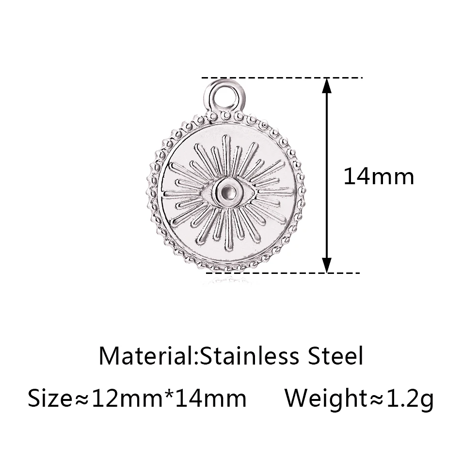 Stainless Steel Evil Eye Charm, Gold Plated, 3 PiecesStainless