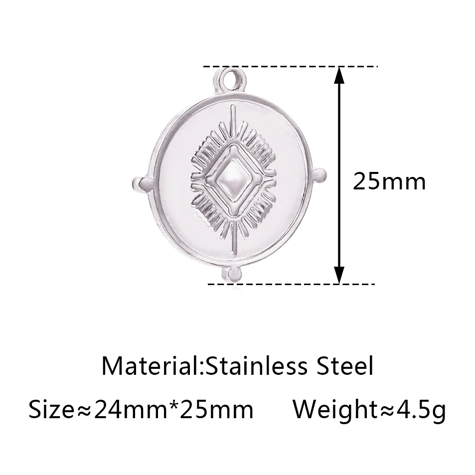 Stainless Steel Evil Eye Charm, Gold Plated, 3 PiecesStainless