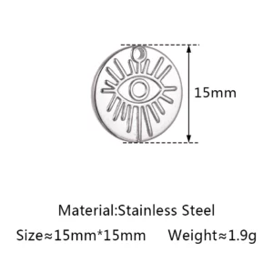 Stainless Steel Evil Eye Charm, Gold Plated, 3 PiecesStainless - Image 9