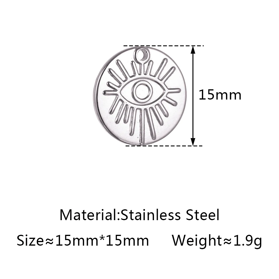 Stainless Steel Evil Eye Charm, Gold Plated, 3 PiecesStainless