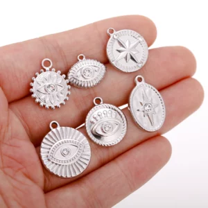 Stainless Steel Evil Eye Charm, Gold Plated, 3 PiecesStainless - Image 5