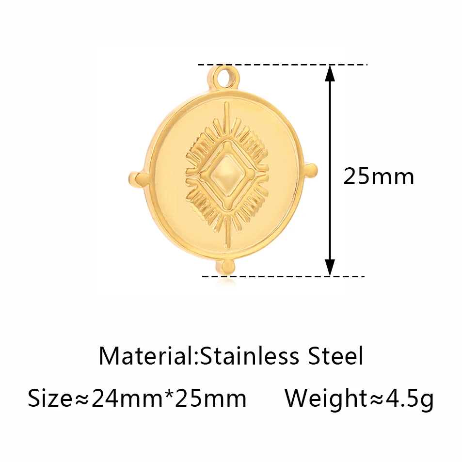 Stainless Steel Evil Eye Charm, Gold Plated, 3 PiecesStainless
