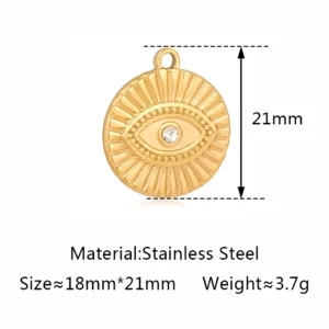 Stainless Steel Evil Eye Charm, Gold Plated, 3 PiecesStainless - Image 21