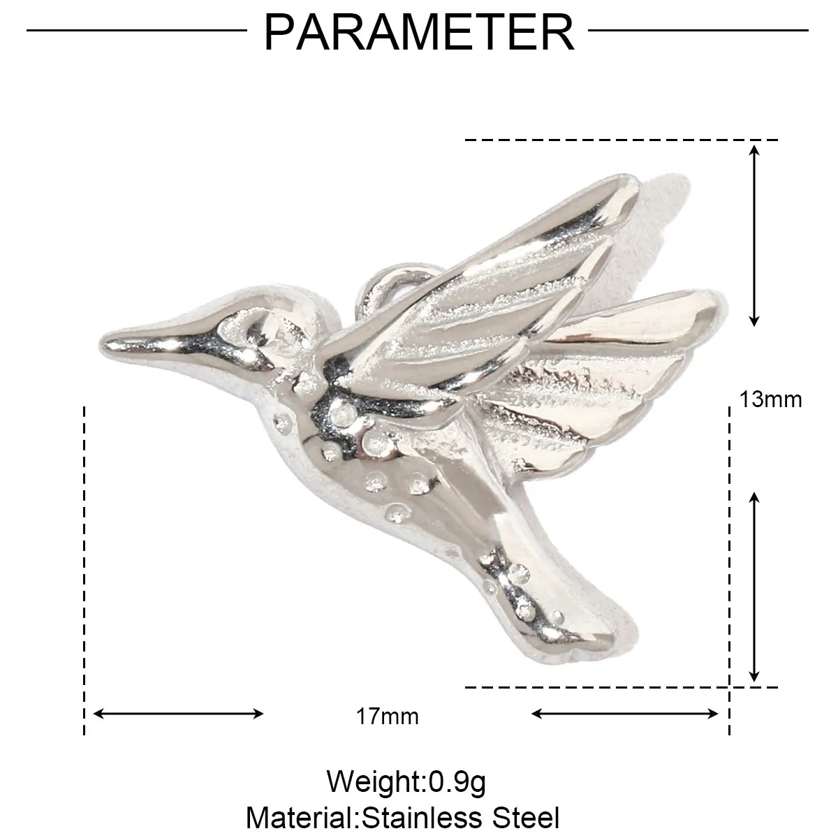 Stainless Steel Hummingbird Flower DIY CharmsStainless Steel - Image 8