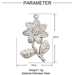Stainless Steel Hummingbird Flower DIY CharmsStainless Steel - Image 11