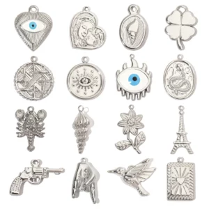 Stainless Steel Hummingbird Flower DIY CharmsStainless Steel - Image 1