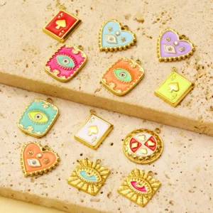 Stainless Steel Enamel Heart Charms for DIY JewelryStainless Steel - Image 2