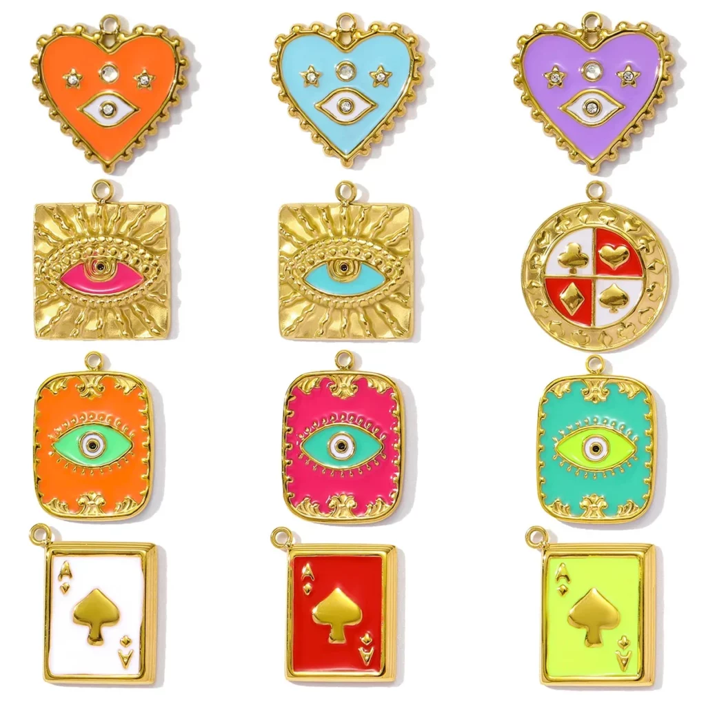 Stainless Steel Enamel Heart Charms for DIY JewelryStainless Steel