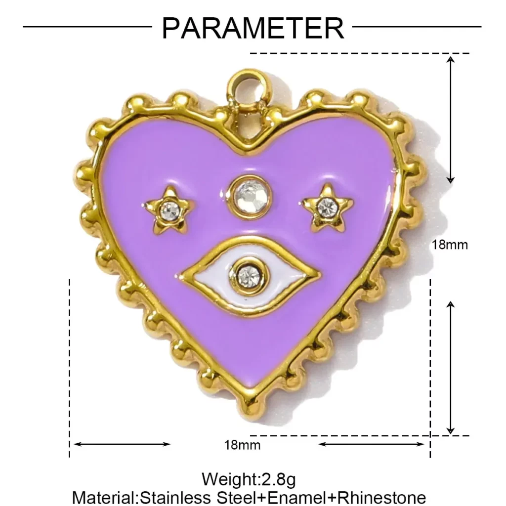 Stainless Steel Enamel Heart Charms for DIY JewelryStainless Steel
