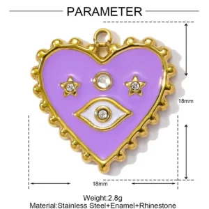 Stainless Steel Enamel Heart Charms for DIY JewelryStainless Steel - Image 8