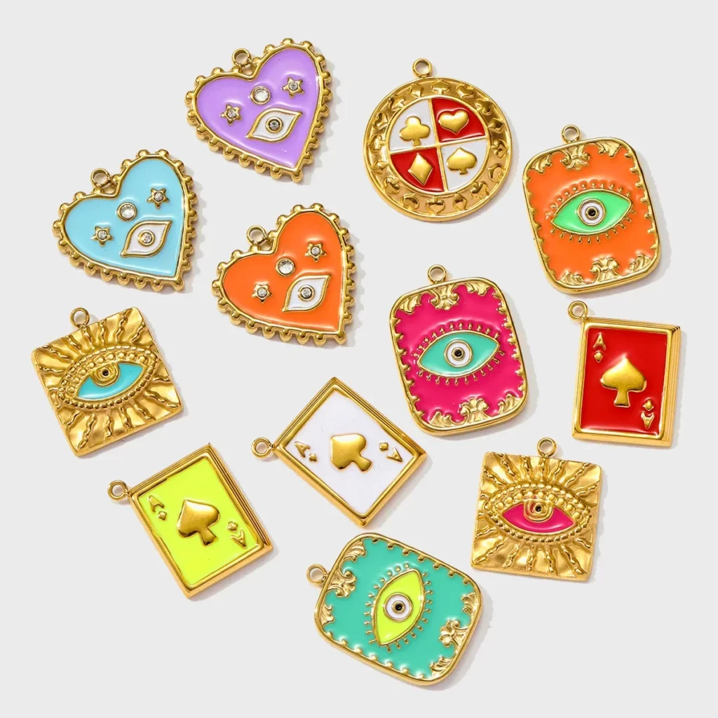Stainless Steel Enamel Heart Charms for DIY JewelryStainless Steel
