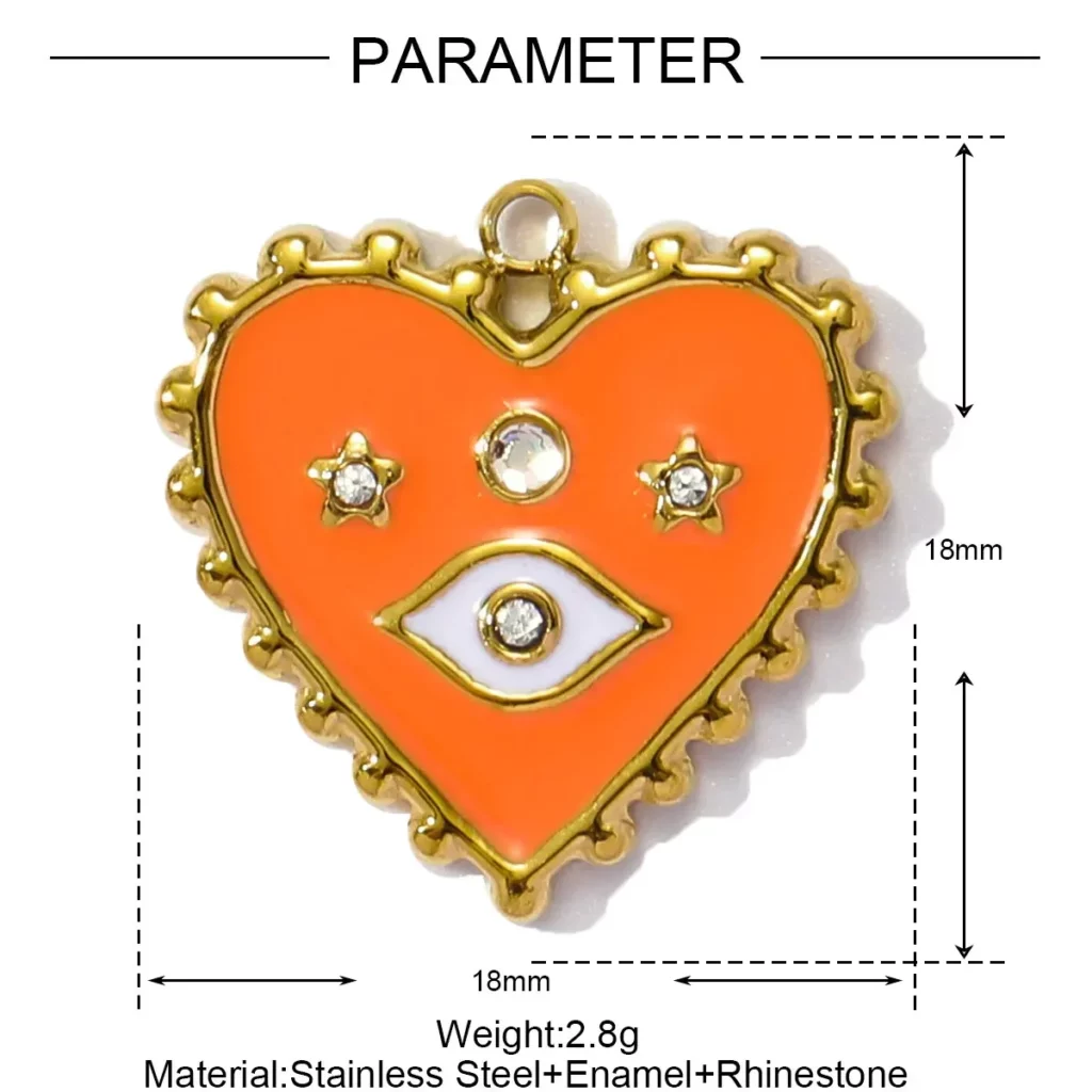 Stainless Steel Enamel Heart Charms for DIY JewelryStainless Steel