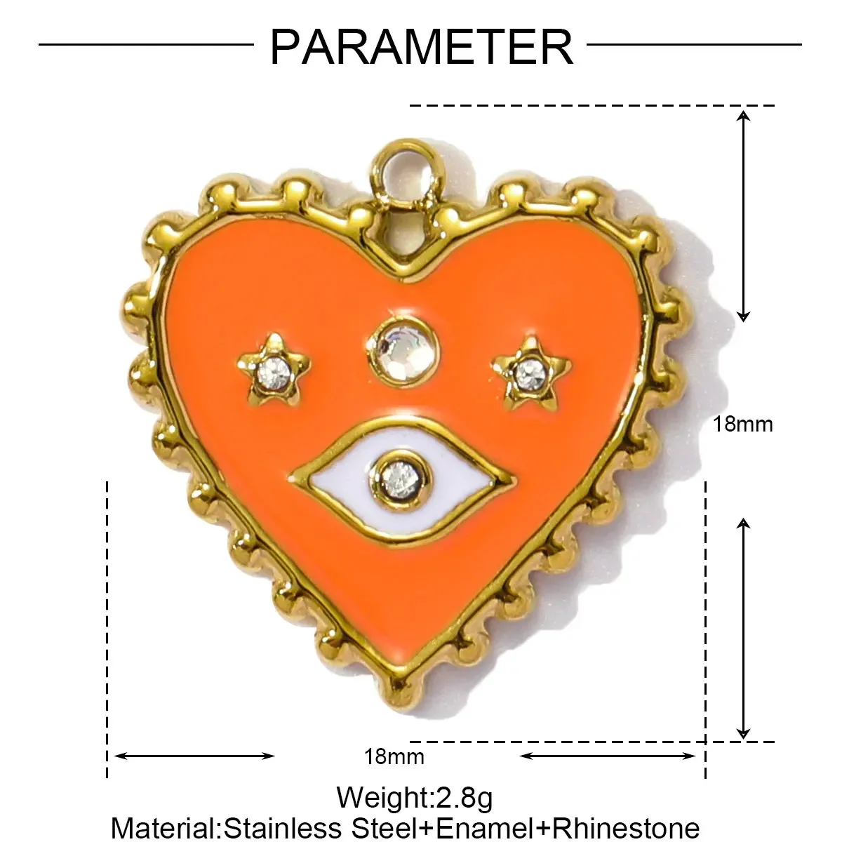 Stainless Steel Enamel Heart Charms for DIY JewelryStainless Steel - Image 7