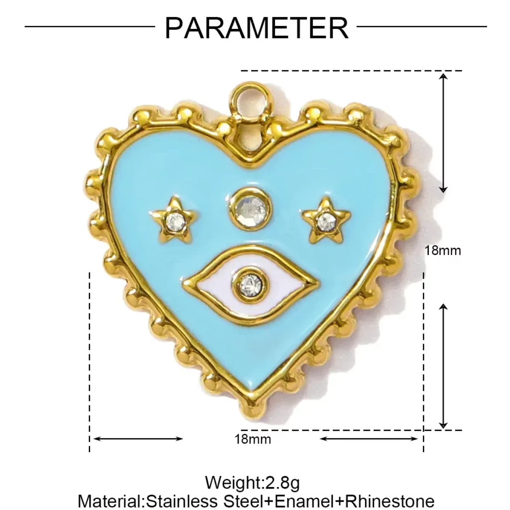 Stainless Steel Enamel Heart Charms for DIY JewelryStainless Steel