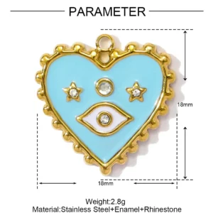 Stainless Steel Enamel Heart Charms for DIY JewelryStainless Steel - Image 14
