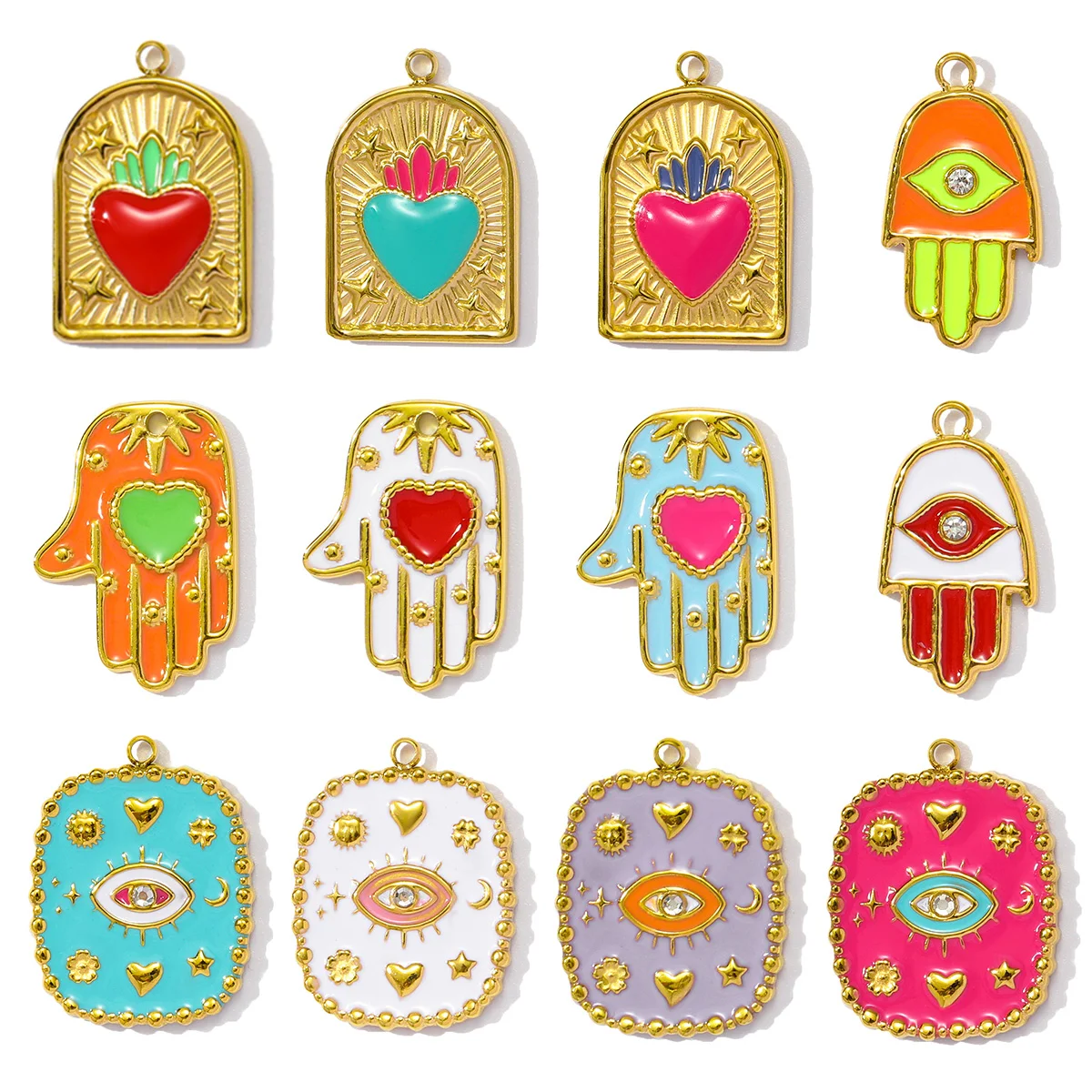 Stainless Steel Enamel Charm Pendants SetStainless Steel Enamel - Image 3